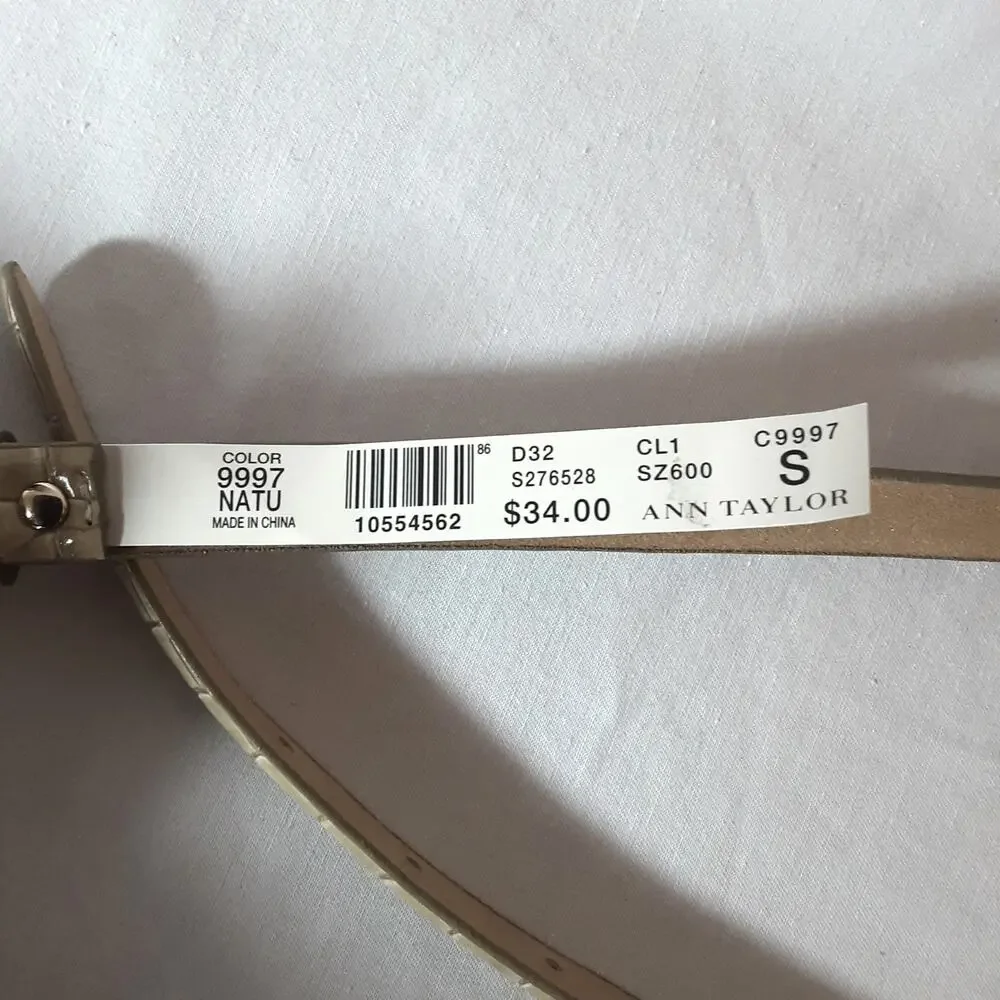 💎Ann Taylor Natural Tan Reptile Print Skinny Belt Size Small Medium